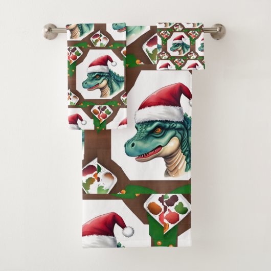 Santa Dinosaur Badhandtuch Set (Insitu)