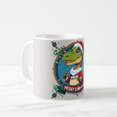 Santa Dinosaur Christmas Funny “Merry Dino-Mas”  Kaffeetasse (Vorderseite Links)