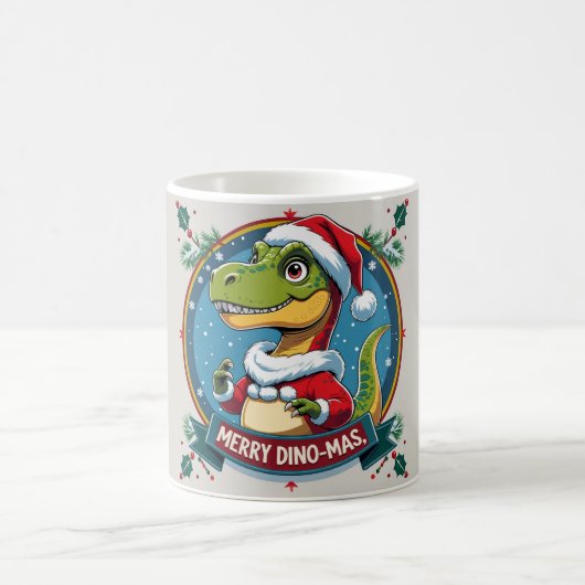 Santa Dinosaur Christmas Funny “Merry Dino-Mas”  Kaffeetasse (Mittel)