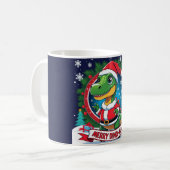 Santa Dinosaur Christmas Funny “Merry Dino-Mas” Kaffeetasse (Vorderseite Links)