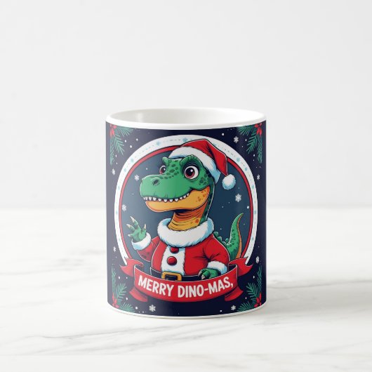 Santa Dinosaur Christmas Funny “Merry Dino-Mas”  Kaffeetasse (Mittel)