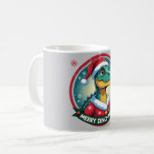 Santa Dinosaur Christmas Funny “Merry Dino-Mas” Kaffeetasse (Vorderseite Links)