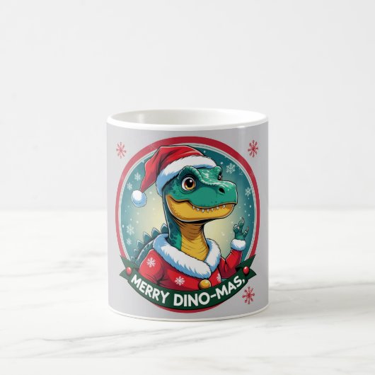 Santa Dinosaur Christmas Funny “Merry Dino-Mas” Kaffeetasse (Mittel)