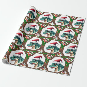 Santa Dinosaur Geschenkpapier