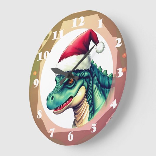 Santa Dinosaur Große Wanduhr (Winkel)