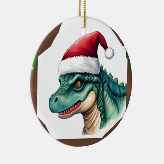 Santa Dinosaur Keramik Ornament (Rechts)