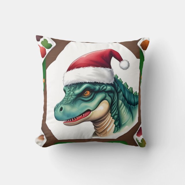 Santa Dinosaur Kissen (Vorderseite)