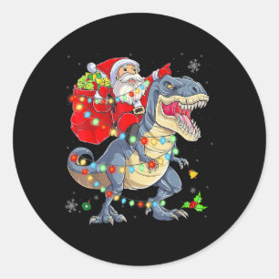 Santa Dinosaur Light Frohe Weihnachten Niedliche G Runder Aufkleber