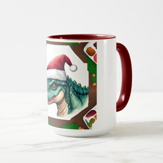 Santa Dinosaur Tasse (VorderseiteRechts)