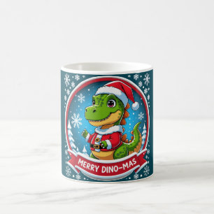 Santa Dinosaur Weihnachten Lustig „Merry Dino-Mas“ Kaffeetasse