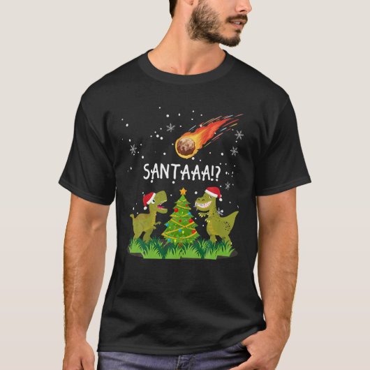 "SANTA?!" Dinosaurier Aussterben Asteroid Spaß Chr T-Shirt (Vorderseite)