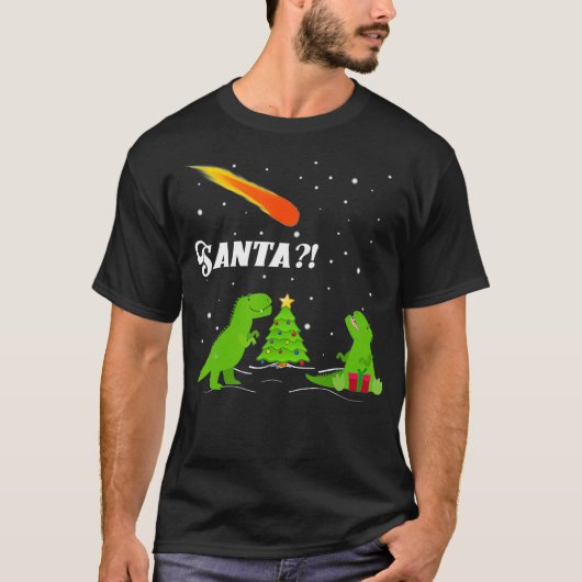 SANTA Dinosaurier Aussterben Asteroid Weihnachten T-Shirt (Vorderseite)