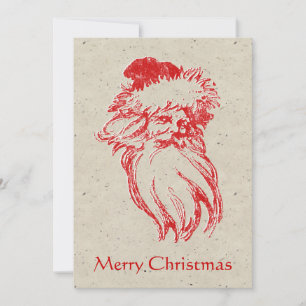 Santa Distressed Fälschung Letterpress Style Speck Feiertagskarte