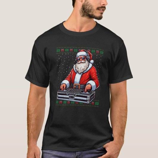 Santa DJ Musician Music Mixer Ugly Christmas Sweat T-Shirt (Vorderseite)