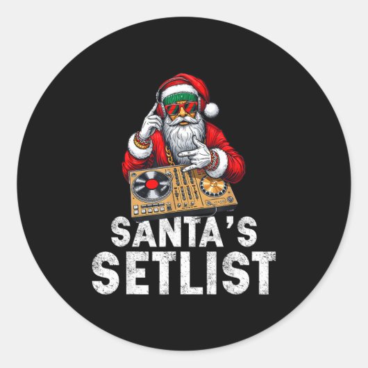 Santa Dj Musician Santa’s Setlist House Music Runder Aufkleber (Vorderseite)