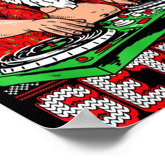 Santa Dj Musician Santa’s Setlist House Music Ugly Poster (Ecke)