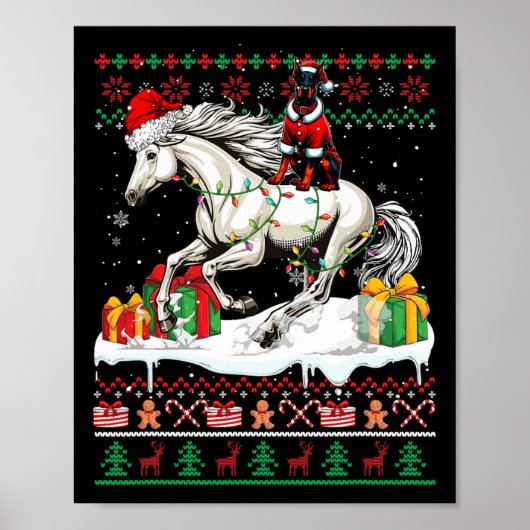 Santa Dobermann Reiten Weihnachten Poster (Vorne)