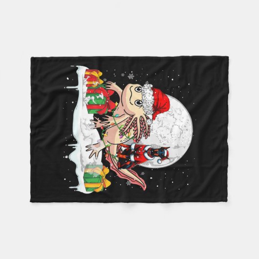 Santa Dobermann Riding Axolotl Weihnachtsmann Kind Fleecedecke (Vorderseite (Horizontal))