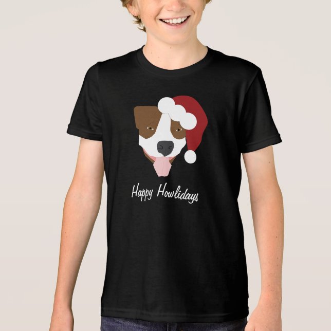 Santa Dog - Anpassbar Tri-Blend Shirt (Vorderseite)