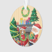 Santa & Dog by the Fireplace – Cozy Christmas  Ornament (Vorderseite)