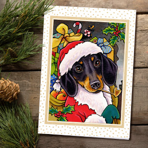 Santa Dog Dackel Custom Weihnachtskarte Feiertagskarte