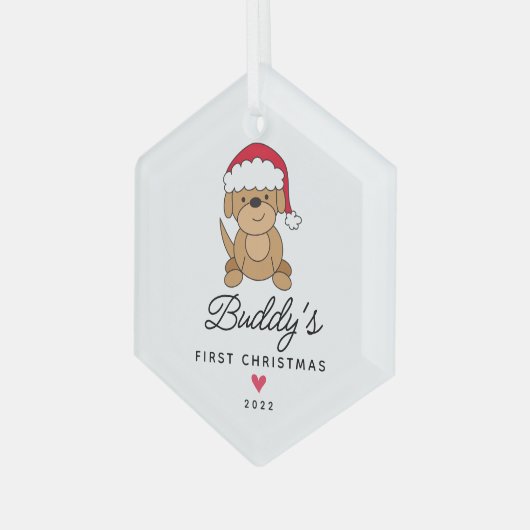 Santa Dog Erster Weihnachtsmann Ornament Aus Glas (Vorderseite Links)