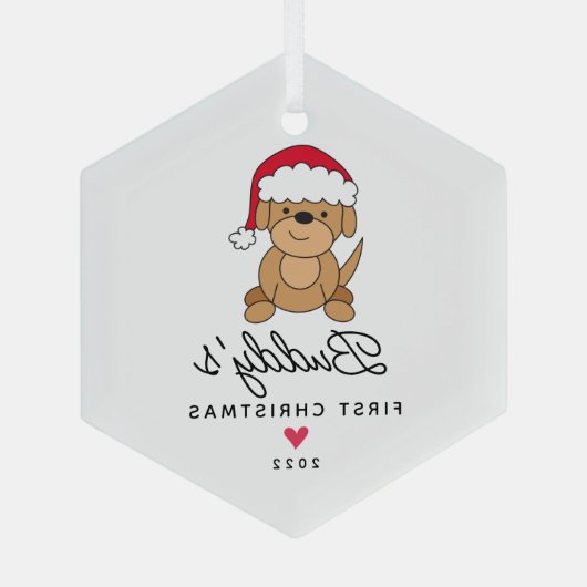 Santa Dog Erster Weihnachtsmann Ornament Aus Glas (Rückseite)