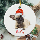 Santa Dog Französischer Bulldog Niedlicher Welpen Keramik Ornament
