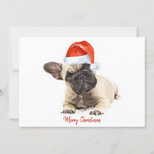 Santa Dog French Bulldog Christmas Niedlicher Welp Einladung