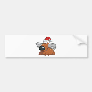 Santa Dog hält die Zeitung im Mund Autoaufkleber