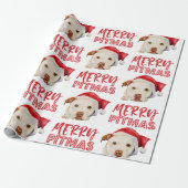 Santa Dog Merry Pitmas Funny Pitbull Weihnachten Geschenkpapier (Ungerollt)