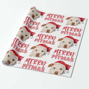 Santa Dog Merry Pitmas Funny Pitbull Weihnachten Geschenkpapier