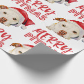 Santa Dog Merry Pitmas Funny Pitbull Weihnachten Geschenkpapier (Ecke)