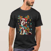 Santa Dog Siberian Husky Christmas Tree Lights Mer T-Shirt (Vorderseite)