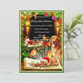 Santa Dog Weihnachts-Party Einladung (Stehend Vorderseite)