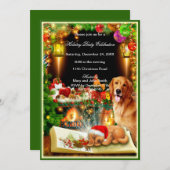 Santa Dog Weihnachts-Party Einladung (Vorne/Hinten)