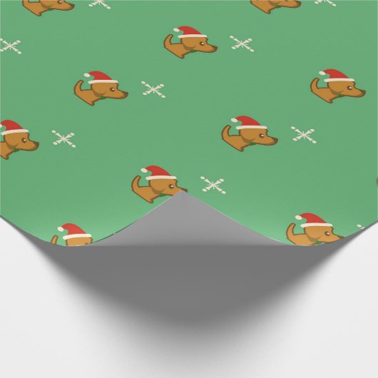 Santa Dog Wrapping Paper Geschenkpapier (Ecke)