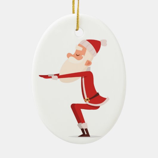 Santa Doing Yoga Keramik Ornament (Hinten)