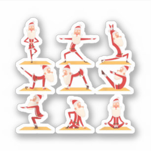 Santa Doing Yoga Übungen Posen Meditation Christus Aufkleber