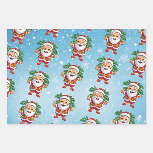 Santa, Dolphin, Flamingo Weihnachtswrapping Paper Geschenkpapier Set (Vorderseite 2)