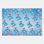 Santa, Dolphin, Flamingo Weihnachtswrapping Paper Geschenkpapier Set (Vorderseite)