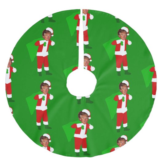 Santa Donald Trump lustige Weihnachten Polyester Weihnachtsbaumdecke (Vorderseite)