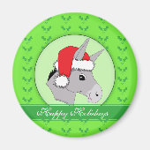 Santa Donkey Holly Niedlich Happy Holidays Weihnac Magnet (Vorne)