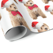 Santa Doodle Dog Geschenkpapier (Rolleneckpunkt)