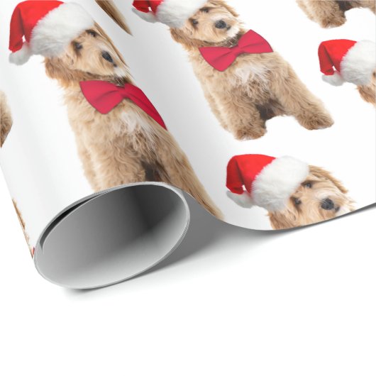 Santa Doodle Dog Geschenkpapier (Rolleneckpunkt)