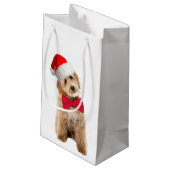Santa Doodle Dog Kleine Geschenktüte (Rückseite Schrägansicht)