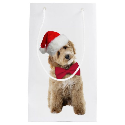 Santa Doodle Dog Kleine Geschenktüte (Vorderseite)