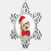 Santa Doodle Dog Schneeflocken Zinn-Ornament (Rechts)