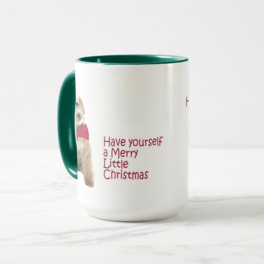 Santa Doodle Dog Tasse (Vorderseite Links)