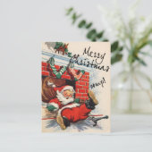 Santa Down the Chimney Oomph Feiertagspostkarte (Stehend Vorderseite)
